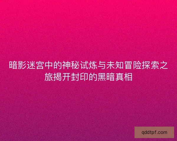 暗影迷宫中的神秘试炼与未知冒险探索之旅揭开封印的黑暗真相