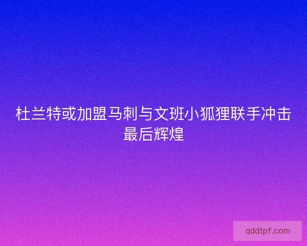 杜兰特或加盟马刺与文班小狐狸联手冲击最后辉煌